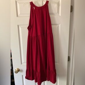 Red tiered cotton sundress